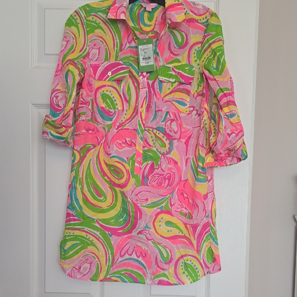 Lilly Pulitzer Pink and Green Swim Coverup